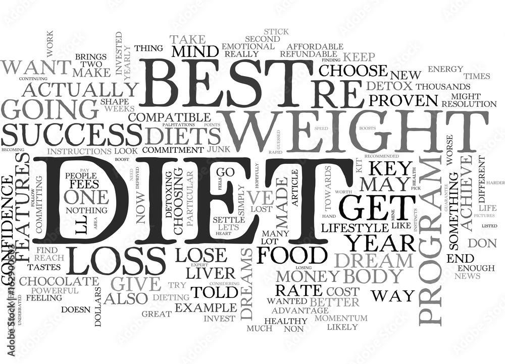 BEST DIET KEY FEATURES YOUR DIET MUST HAVE FOR WEIGHT LOSS SUCCESS TEXT  WORD CLOUD CONCEPT Stock Vector