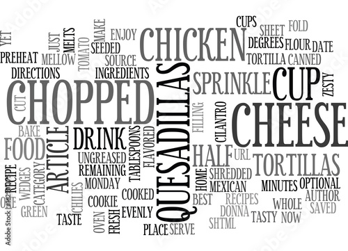 BEST RECIPES CHICKEN QUESADILLAS TEXT WORD CLOUD CONCEPT