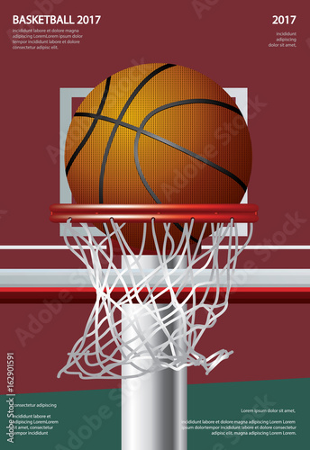 Basketball Poster Advertising Vector Illustration