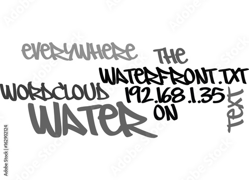 WATER WATER EVERYWHERE ON THE WATERFRONT TEXT WORD CLOUD CONCEPT