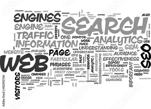 WEB ANALYTICS AND SEO TEXT WORD CLOUD CONCEPT