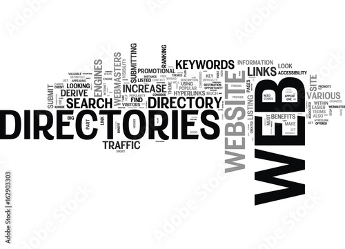 WEB DIRECTORIES FOR SEO TEXT WORD CLOUD CONCEPT