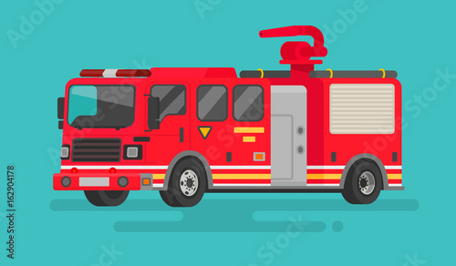 Wallpaper Mural Fire truck on isolated background. Vector illustration in a flat style Torontodigital.ca