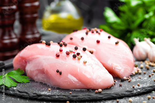 Raw chicken breasts, fillets