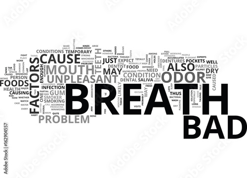 WHAT ARE THE FACTORS THAT CAUSE BAD BREATH TEXT WORD CLOUD CONCEPT