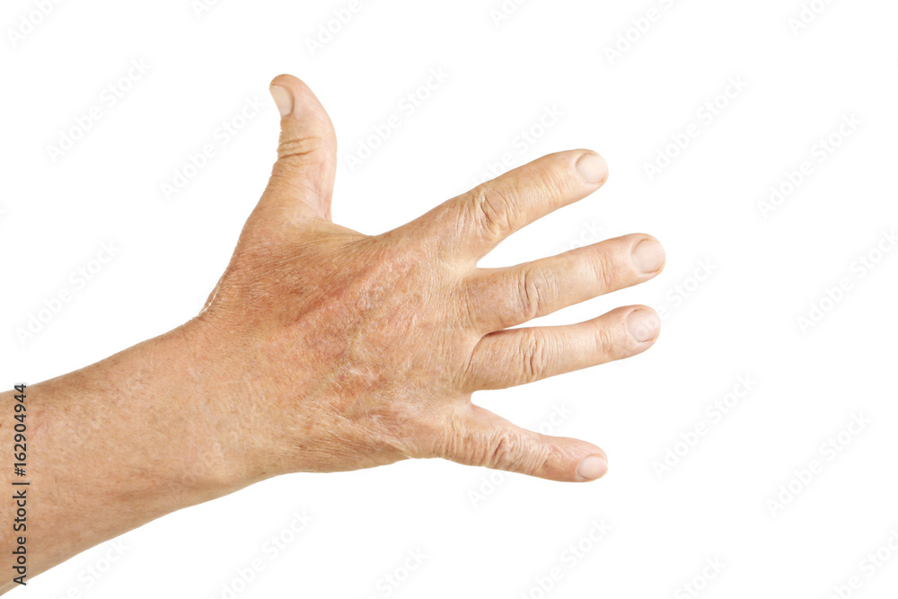 Hands of old senior on a white background Hands of old senior on a white background