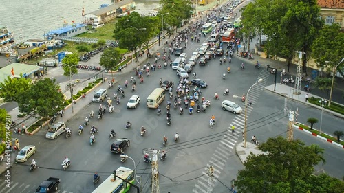 Ho Chi Minh City Street Scene with Chaotic Traffic