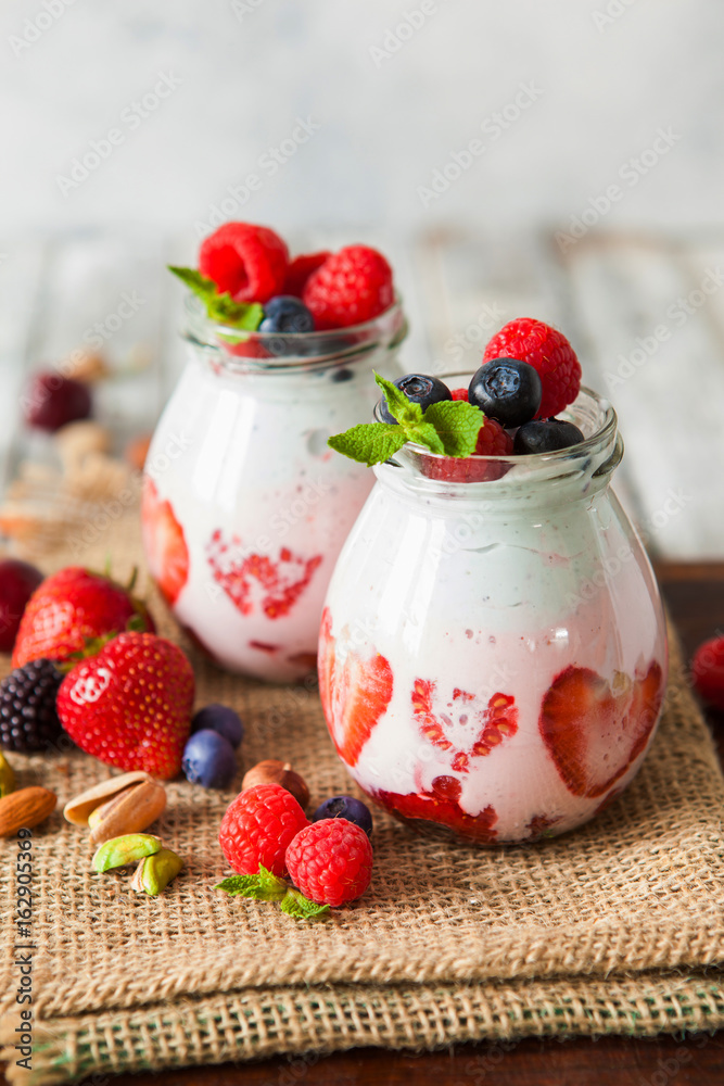 Layered berry and chia seeds smoothie Layered berry and chia seeds smoothie