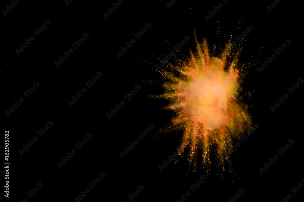 abstract powder splatted on black background,Freeze motion of color powder exploding
