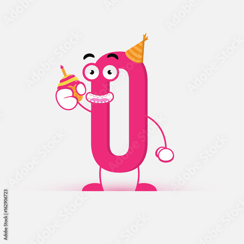 isolated cute and funny zero number for birthday greeting card