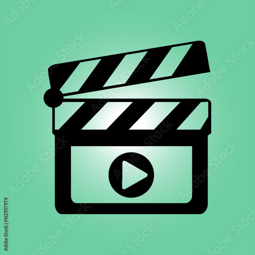 Film maker clapper board  icon. Flat design style.