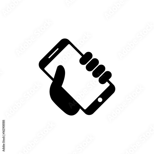 Mobile phone in hand icon