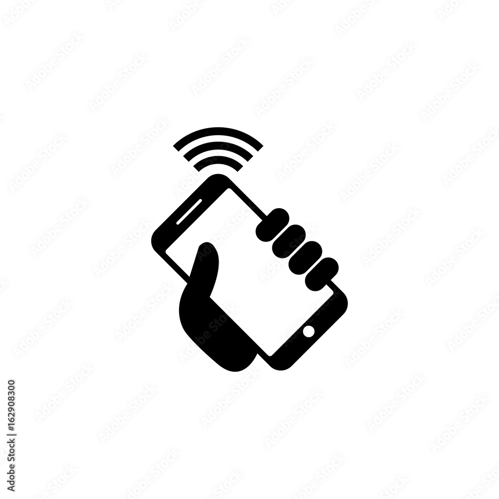 Mobile phone in hand icon Mobile phone in hand icon