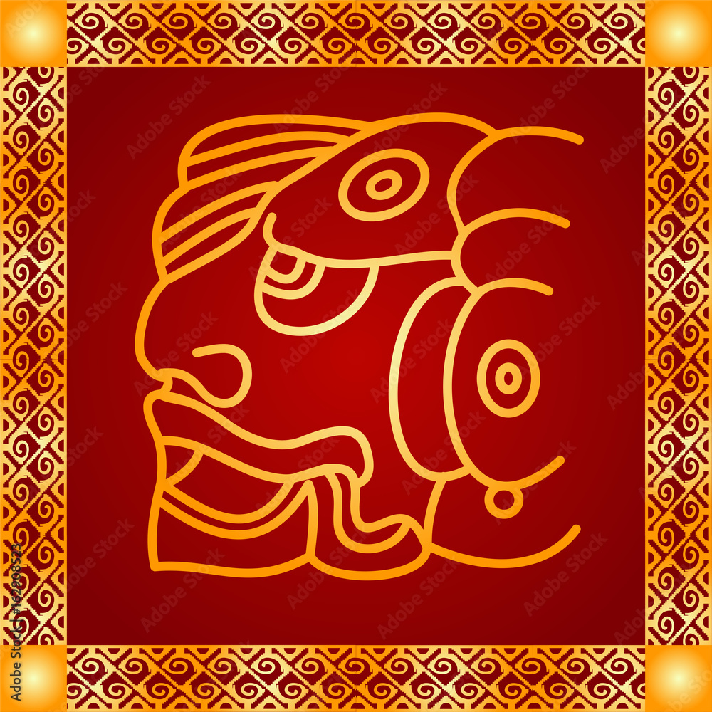 Golden symbolic vector ornaments of American native Indians, Aztec and Maya Golden symbolic vector ornaments of American native Indians, Aztec and Maya