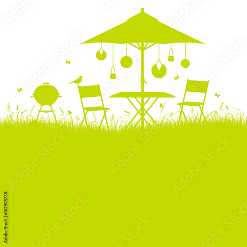 Summer Garden Barbecue Background Green