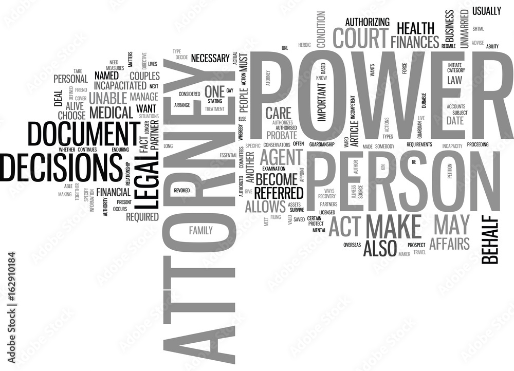 Fotografie WHAT IS POWER OF ATTORNEY TEXT WORD CLOUD CONCEPT