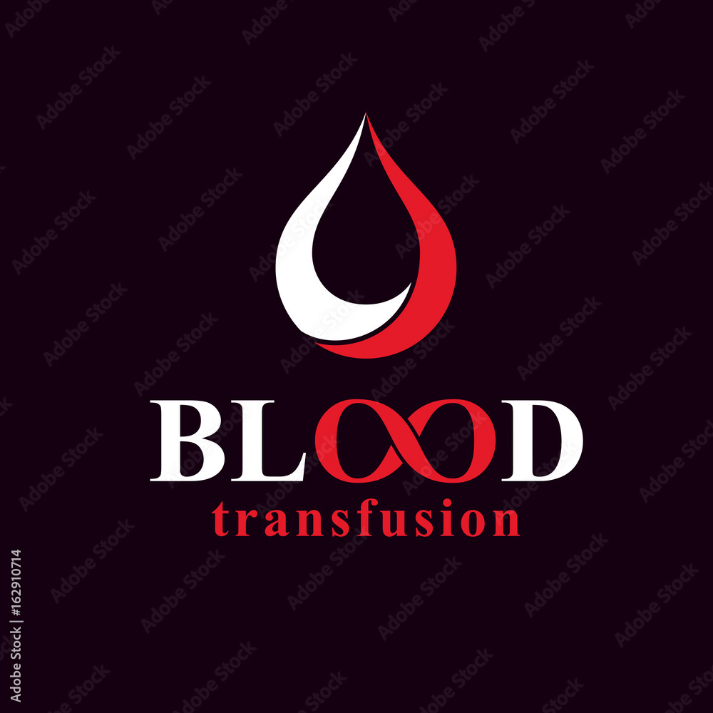 Blood transfusion inscription made with vector infinity symbol and blood drop. Take a concern about human life and health, donate blood conceptual illustration. Blood transfusion inscription made with vector infinity symbol and blood drop. Take a concern about human life and health, donate blood conceptual illustration.