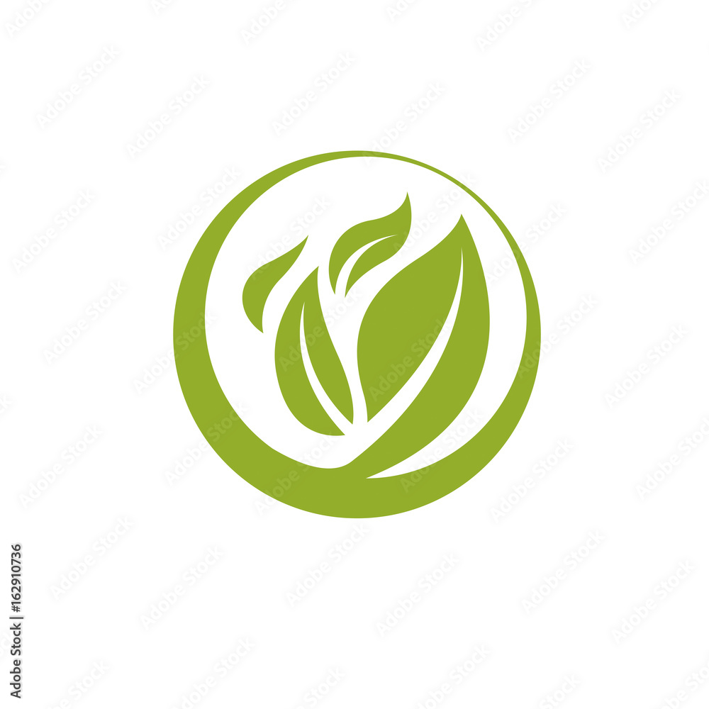 Green leaves isolated on white background. Healthy lifestyle conceptual icon for use in medical treatment organizations. Green leaves isolated on white background. Healthy lifestyle conceptual icon for use in medical treatment organizations.