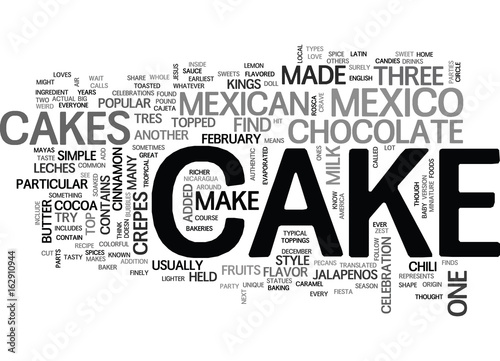 WHAT KIND OF CAKES ARE IN MEXICO TEXT WORD CLOUD CONCEPT