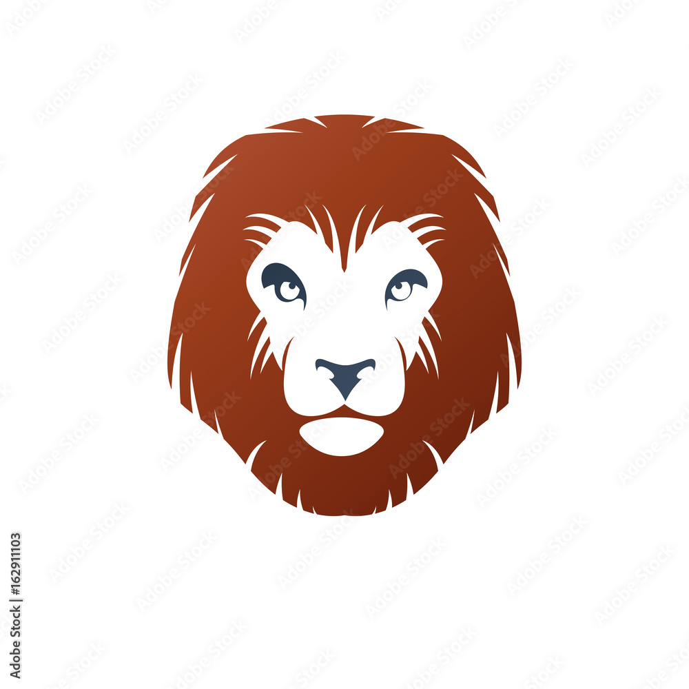 Lion Face heraldic animal element. Heraldic Coat of Arms decorative logo isolated vector illustration.