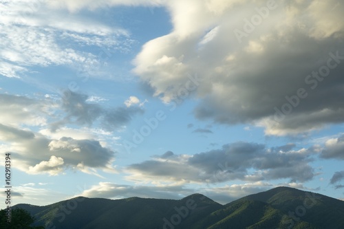 Sunrise and sunset over the hills and town. Slovakia