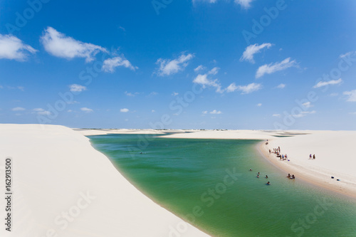 White sand dunes panorama from Lencois Maranhenses National Park, Brazil. photo