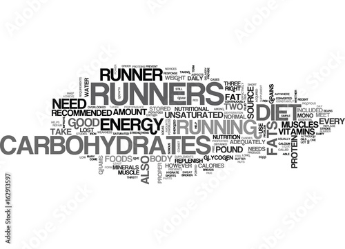WHAT SHOULD BE IN A RUNNERS DIET TEXT WORD CLOUD CONCEPT