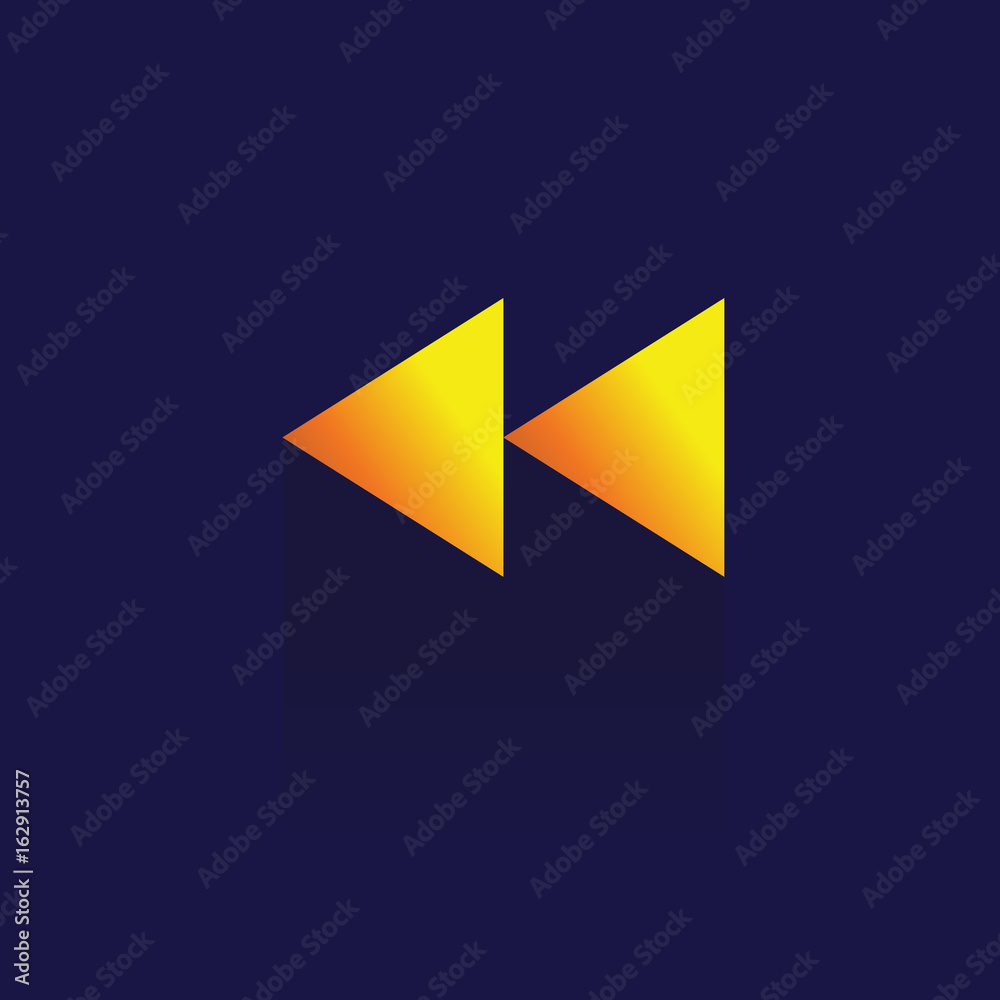 Rewind icon. Website icon. Vector Tool. button. symbol. object. on blue background Rewind icon. Website icon. Vector Tool. button. symbol. object. on blue background