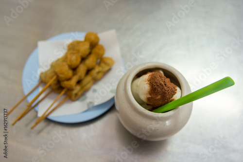Ice cream in the jar with meat ball