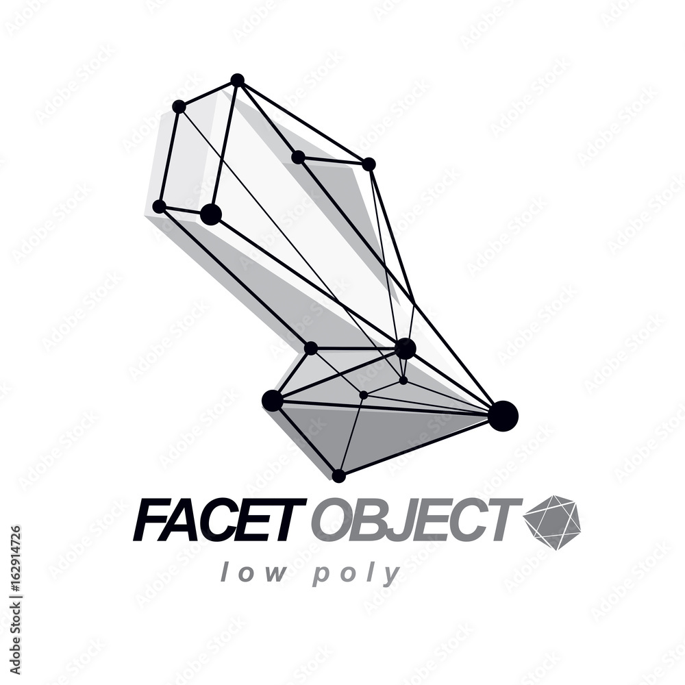 Vector abstract 3d geometric shape, polygonal figure. Technology corporate emblem. Vector abstract 3d geometric shape, polygonal figure. Technology corporate emblem.