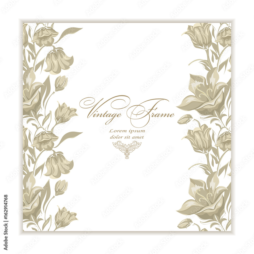 Obraz premium Vector vertical border with flowers. Floral frame.
