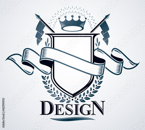 Vintage emblem, vector heraldic design.