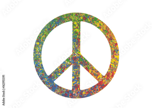 Fotografia Colorful painted peace symbol isolated on white with clipping path