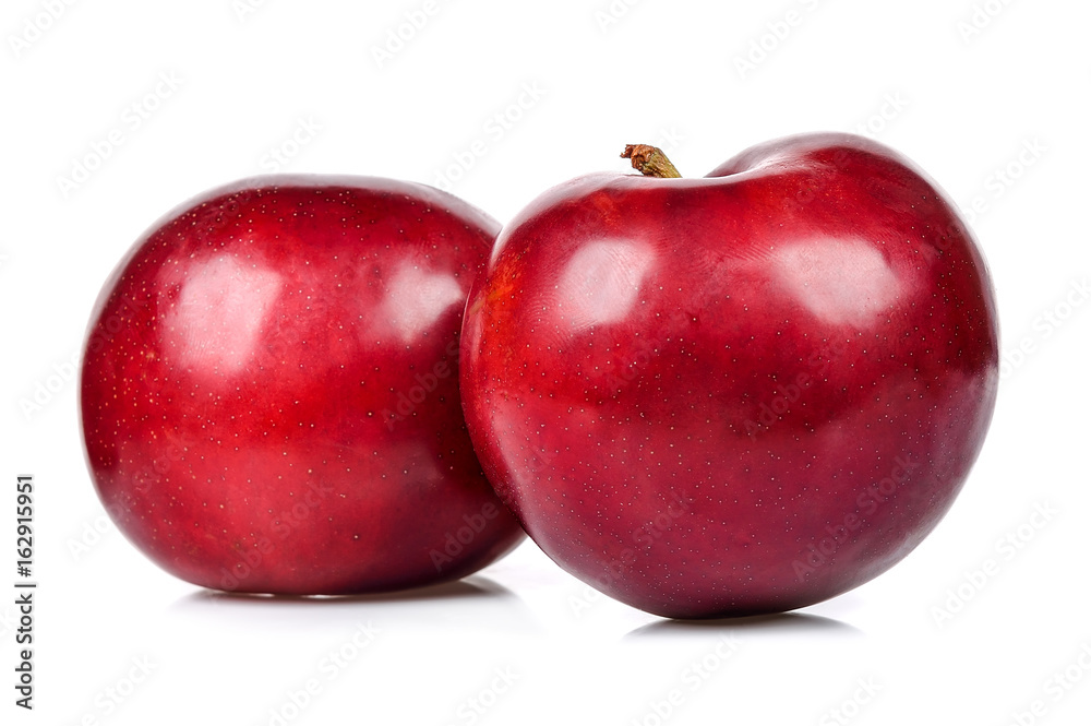 Red plum isolated on the white background