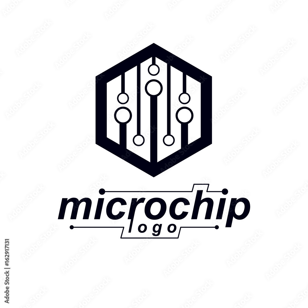 Futuristic cybernetic vector motherboard. Digital element, circuit board. Microprocessor scheme abstract logo.