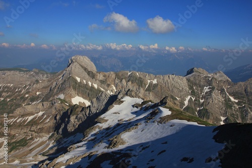 View from Mount Santis towards Mount Altmann, Switzerland.