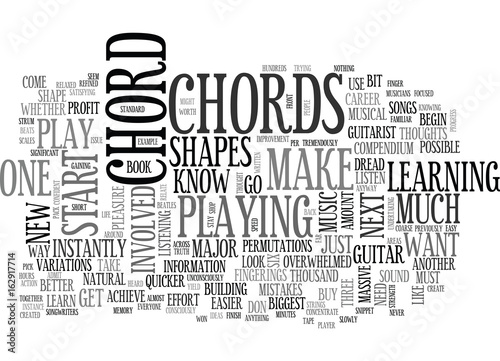 WHAT YOU SHOULD KNOW ABOUT BEGINNER GUITAR CHORDS TEXT WORD CLOUD CONCEPT