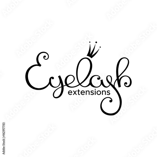 Eyelash extension logo. Style with a stylized hand-drawn lettering, calligraphy.
