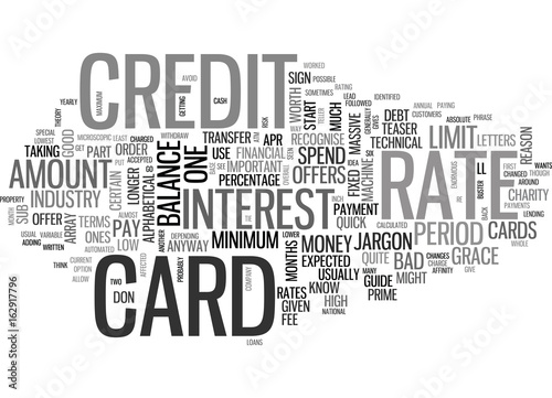 WHAT YOU SHOULD KNOW ABOUT CREDIT CARD JARGON BUSTER TEXT WORD CLOUD CONCEPT