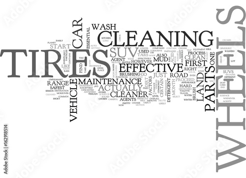 WHEEL AND TIRE MAINTENANCE FOR YOUR SUV TEXT WORD CLOUD CONCEPT