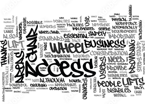 WHEEL CHAIR LIFTS TEXT WORD CLOUD CONCEPT