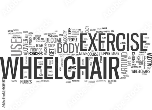 WHEELCHAIR EXERCISE TEXT WORD CLOUD CONCEPT