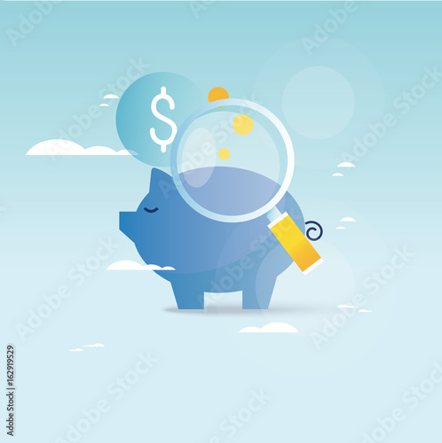 Piggy bank concept, financial investment, budget management, savings account, deposit, pension fund money, financial planning vector illustration design for mobile and web graphics