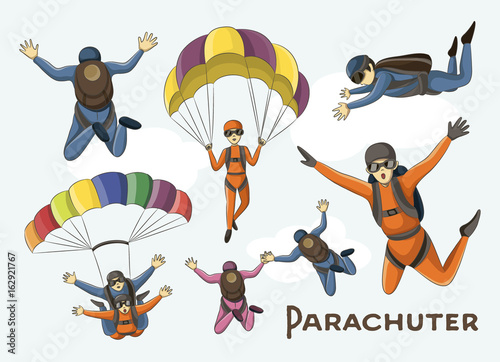 Vector set of parachuter