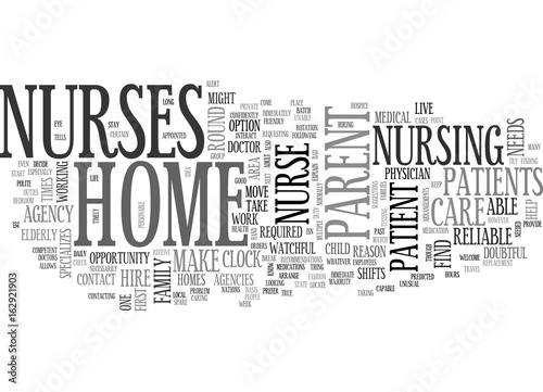 WHERE TO FIND A HOME NURSE TEXT WORD CLOUD CONCEPT