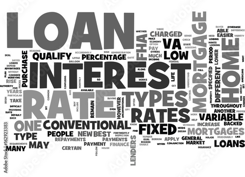 WHICH MORTGAGE LOAN TYPE FOR YOU TEXT WORD CLOUD CONCEPT