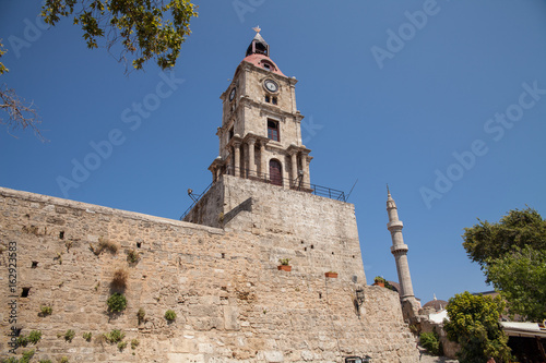 Clock tower in the Old Town of the capital of the island of Rhodes.