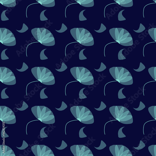 pattern con fiori celesti su sfondo blu