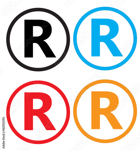 set registered trademark icon on white background. registered trademark sign.