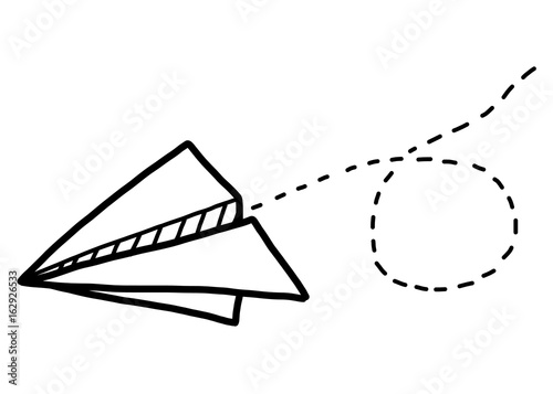 paper airplane / cartoon vector and illustration, black and white, hand drawn, sketch style, isolated on white background.